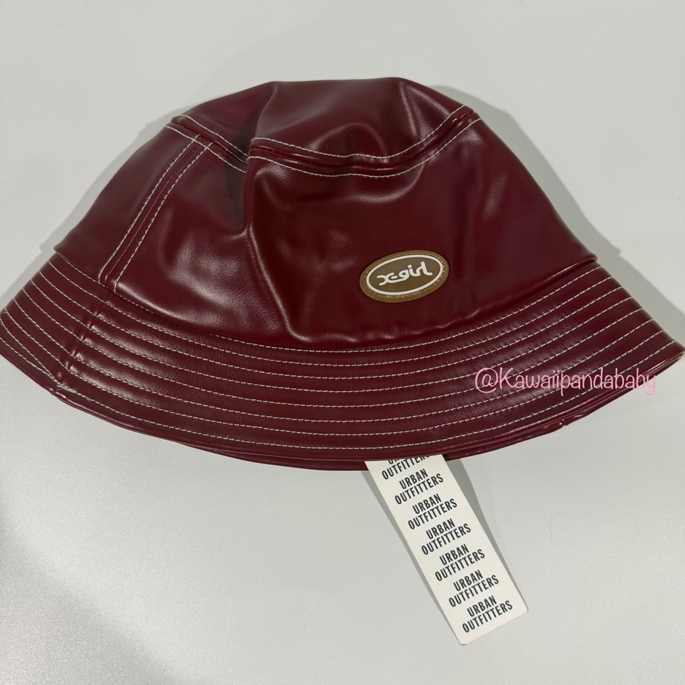 Rare New w/ Tags X-Girl Urban Outfitters Burgundy Red Faux Leather Bucket Hat